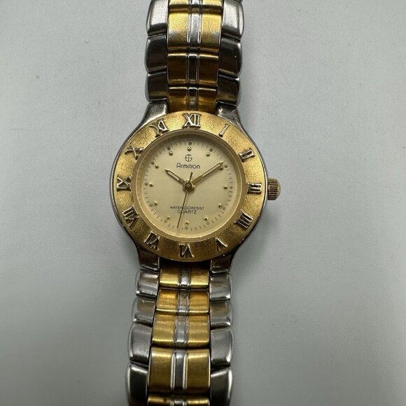 3/$30 Armitron Watch Women Two Tone Gold Silver Round Dial Roman Numerals - Picture 3 of 12